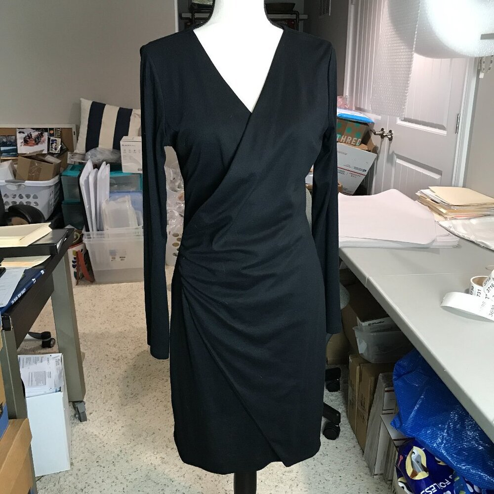 Women's Banana Republic Faux wrap black knit Dress Size M